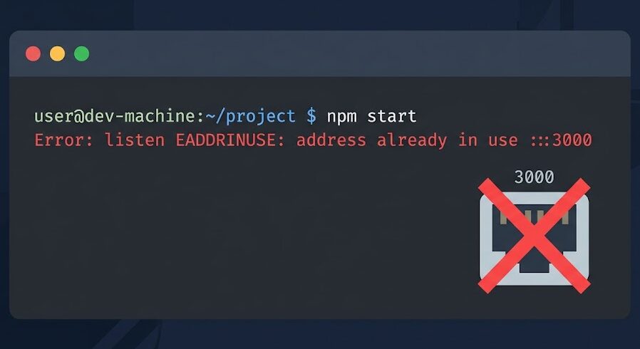 port already in use EADDRINUSE 에러가 표시된 터미널 화면